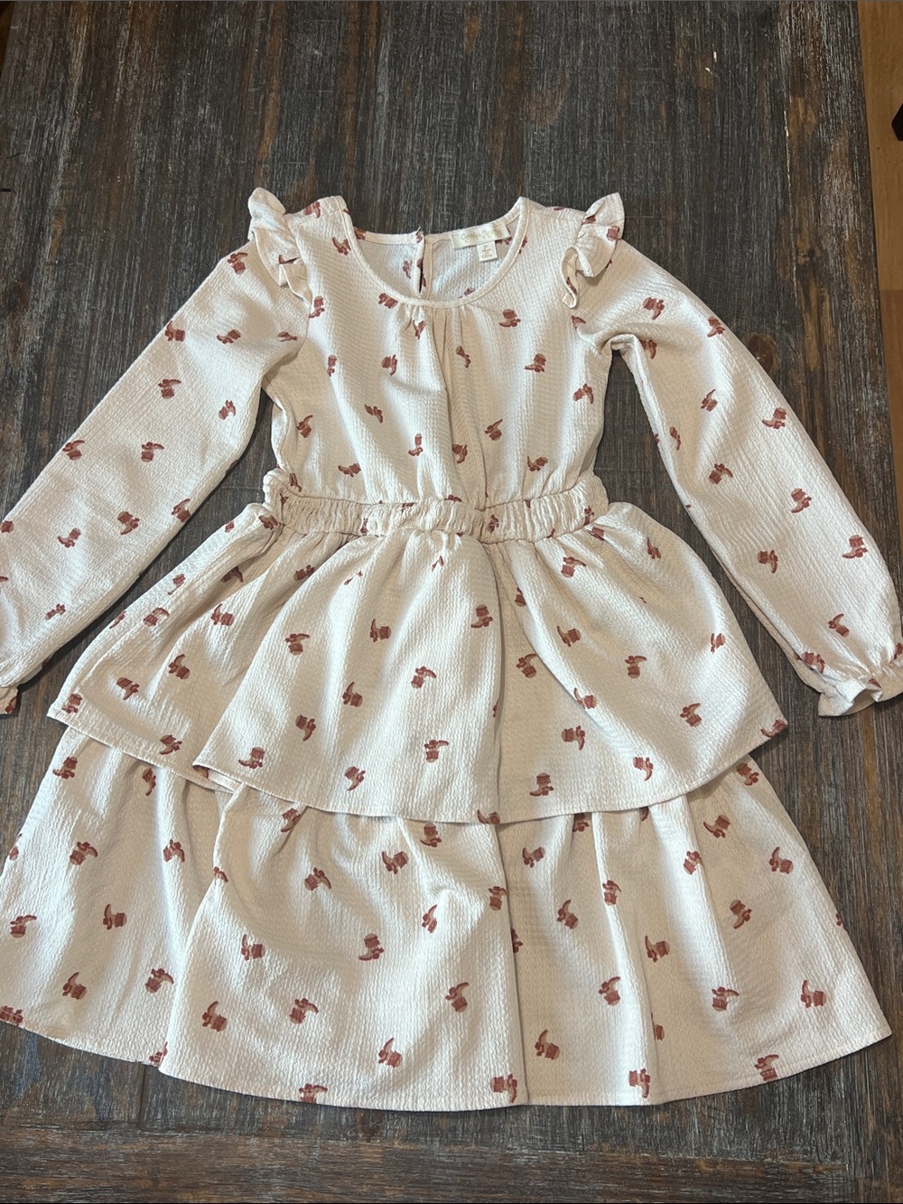Cynthia Rowley Cream Tiered Dress with Dusty Pink Floral Print